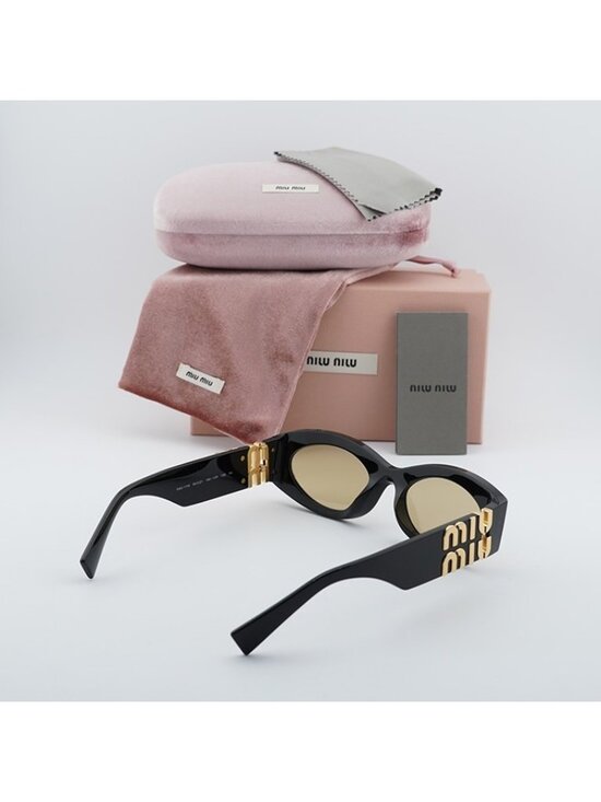 Miu Miu MU11WS 16K10R Women Sunglasses Black Oval Frame, Yellow Lenses main image 7